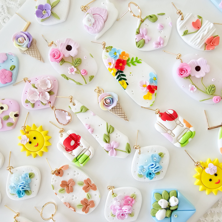 Colorful floral earrings