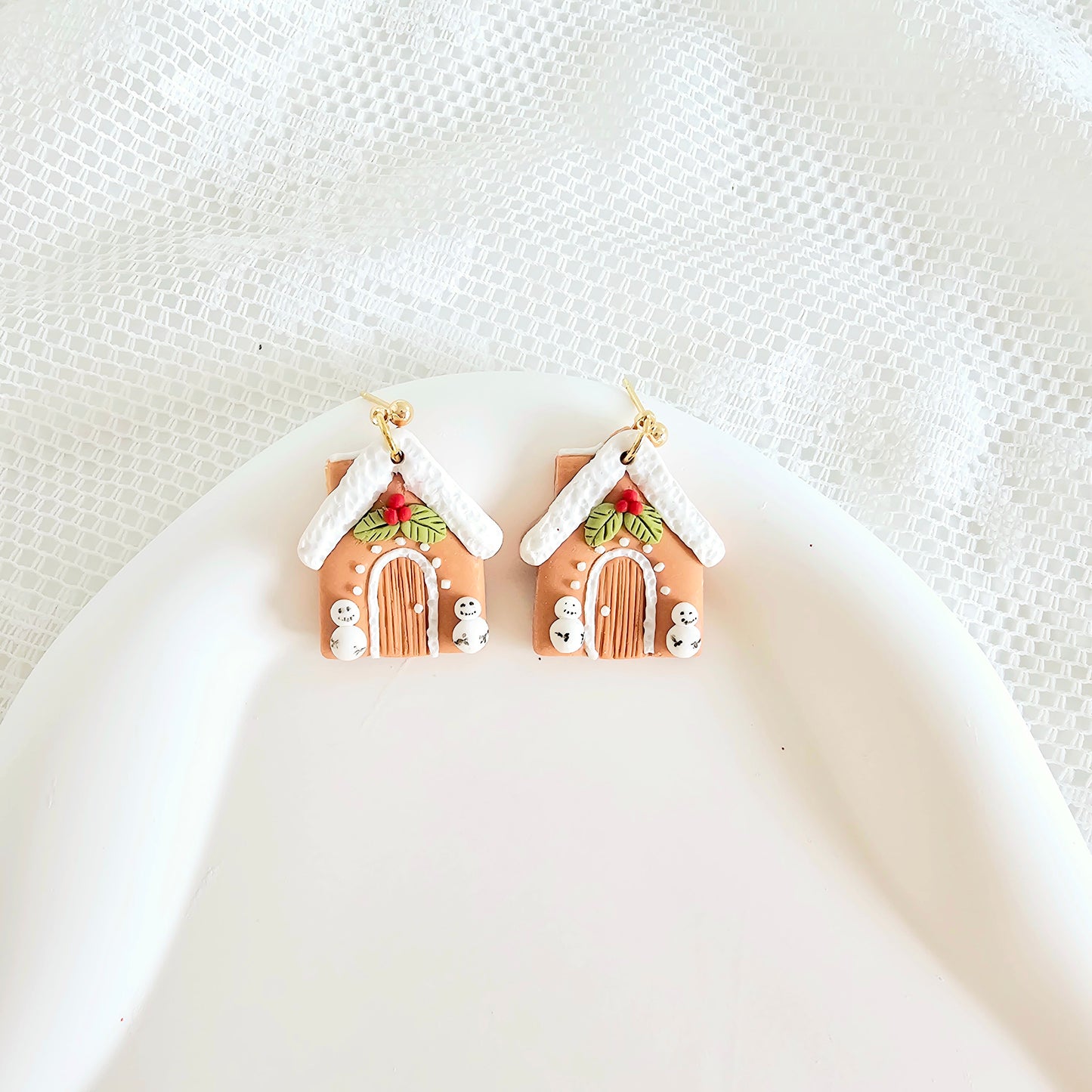 Winter Christmas House Earrings