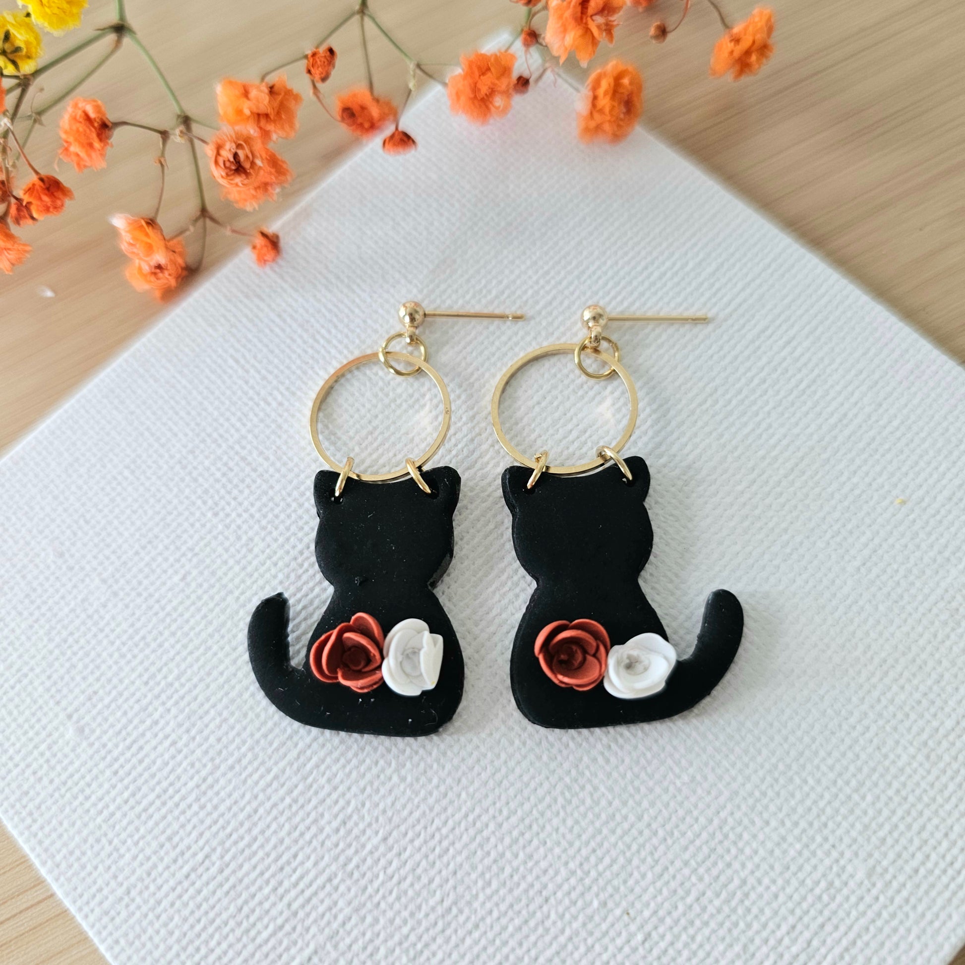 Cute Halloween Cat Earrings — statement earrings