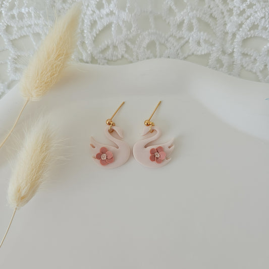 Floral Swan Earrings