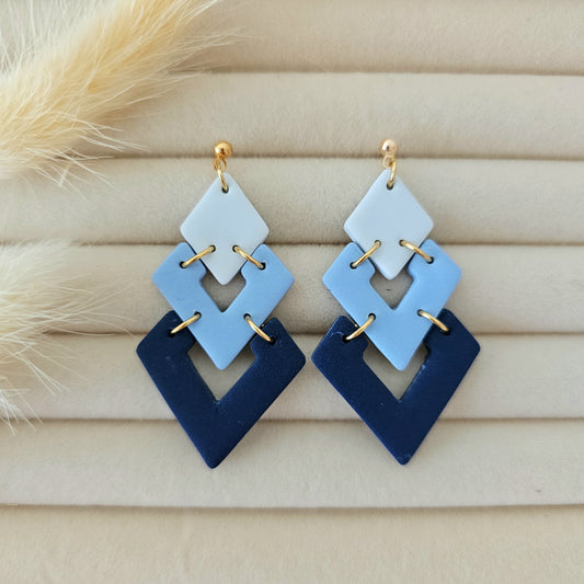 Blue and navy geometric earrings