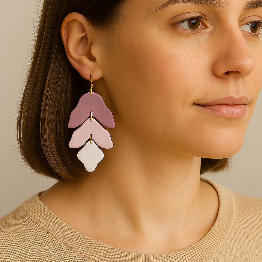 woman wearing purple earrings