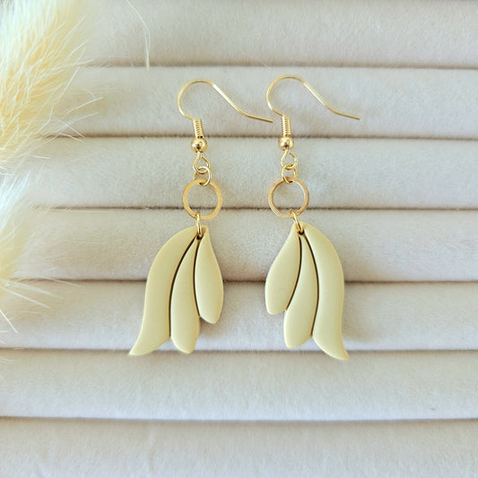 Gold leaf-shaped earrings
